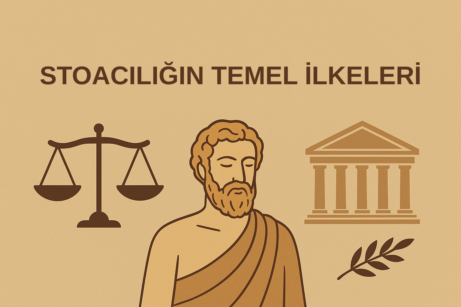 Stoacılığın temel ilkelerini sembolize eden minimalist bir görsel