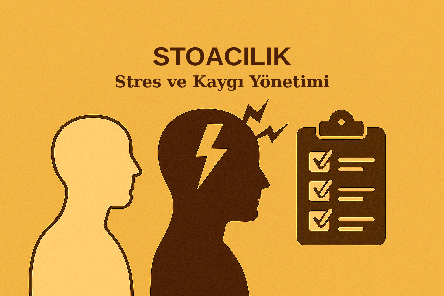 Stoacılıkla stres ve kaygı yönetimini simgeleyen minimalist bir görsel